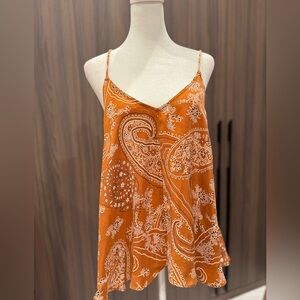 Zara Orange Paisley Spaghetti Strap Cami